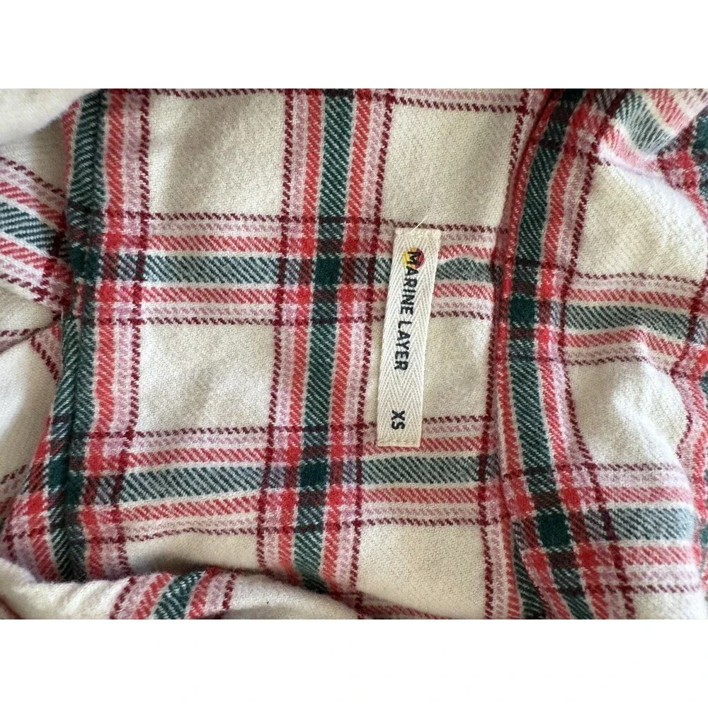 Marine Layer Classic PJ Pajama Top Plaid Holiday Cozy Shirt Size XS